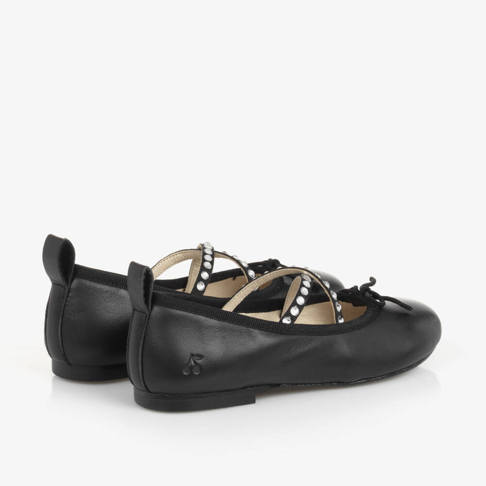 Bonpoint-Girls Elegant Black Leather Ballet Flats | Childrensalon Outlet