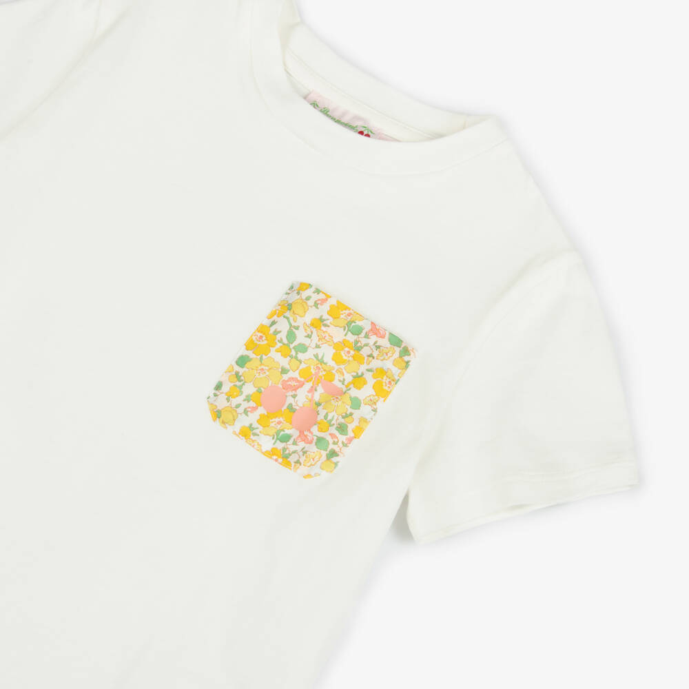 Bonpoint-Girls Elegant Floral Accent Tee | Childrensalon Outlet