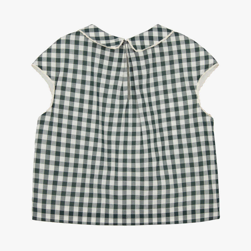 Bonpoint-Girls Elegant Ivory Check Blouse | Childrensalon Outlet
