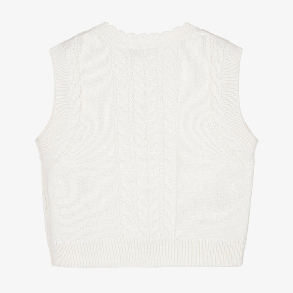Bonpoint-Girls Elegant Ivory Knit Vest | Childrensalon Outlet