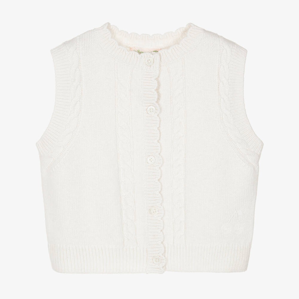 Bonpoint-Girls Elegant Ivory Knit Vest | Childrensalon Outlet