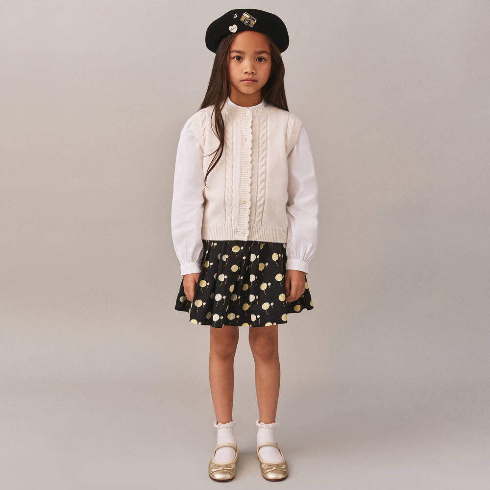 Bonpoint-Girls Elegant Ivory Knit Vest | Childrensalon Outlet