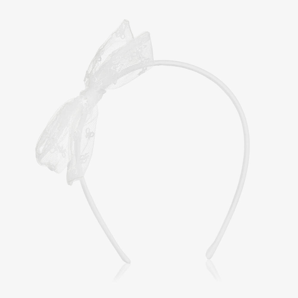 Bonpoint-Girls Elegant Ivory Tulle Bow Band | Childrensalon Outlet