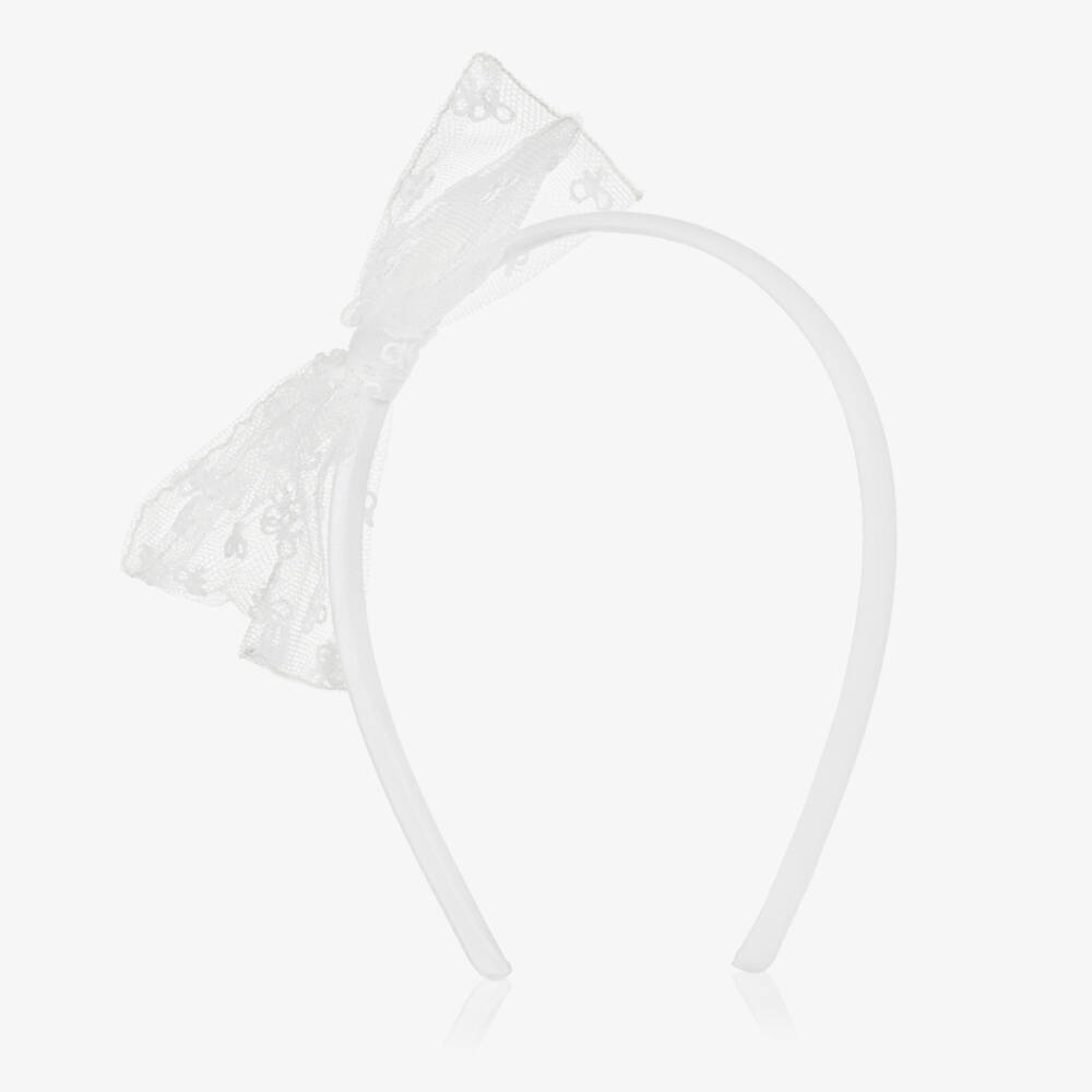 Bonpoint-Girls Elegant Ivory Tulle Bow Band | Childrensalon Outlet