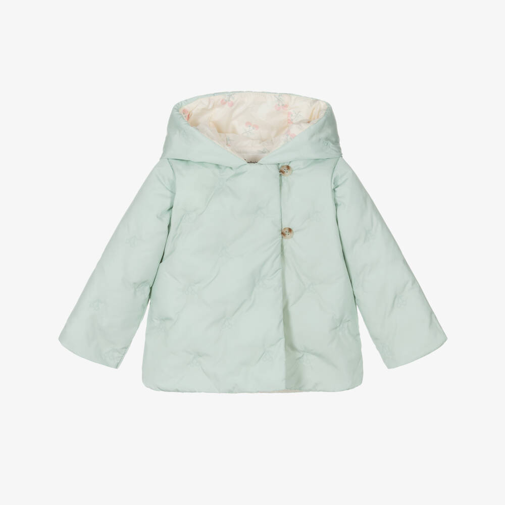 Bonpoint-Girls Emerald Quilted Hood Coat | Childrensalon Outlet