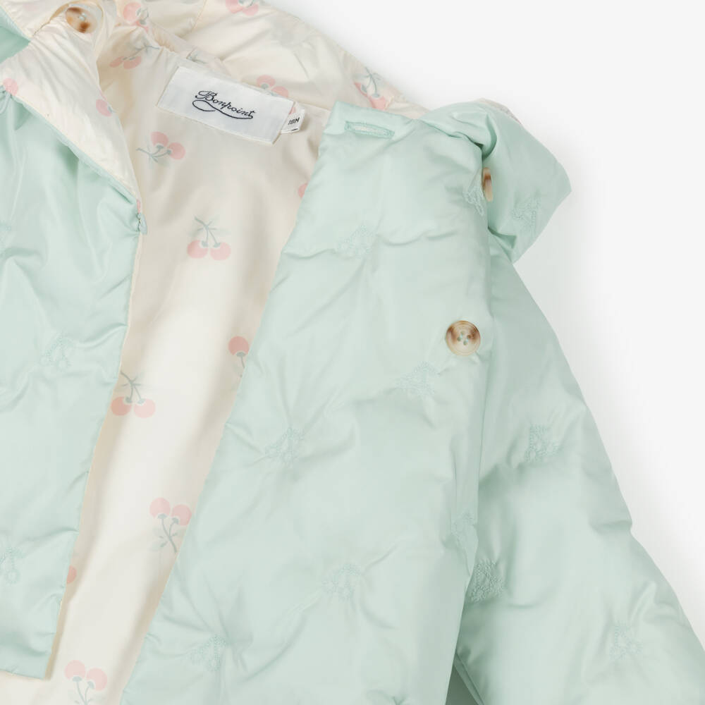 Bonpoint-Girls Emerald Quilted Hood Coat | Childrensalon Outlet