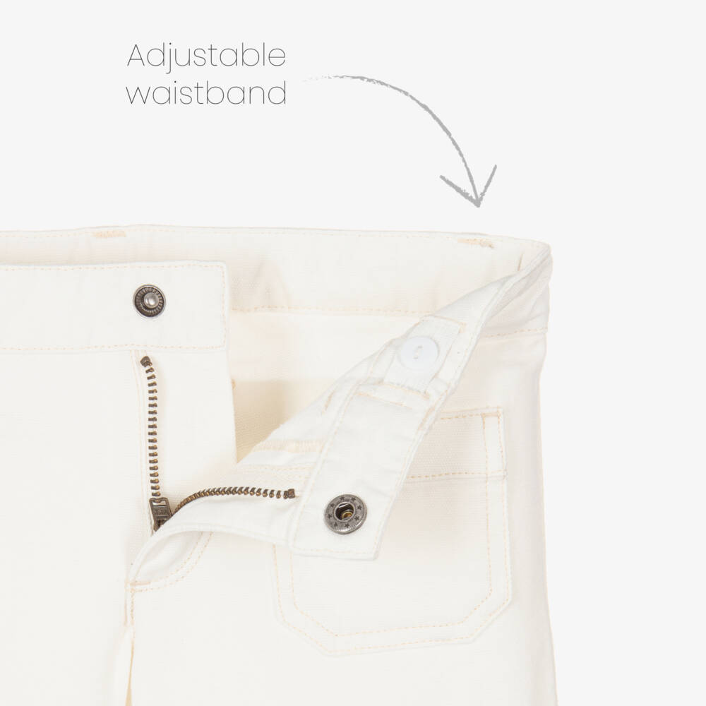 Bonpoint-Girls Flared Ivory Cotton Trousers | Childrensalon Outlet