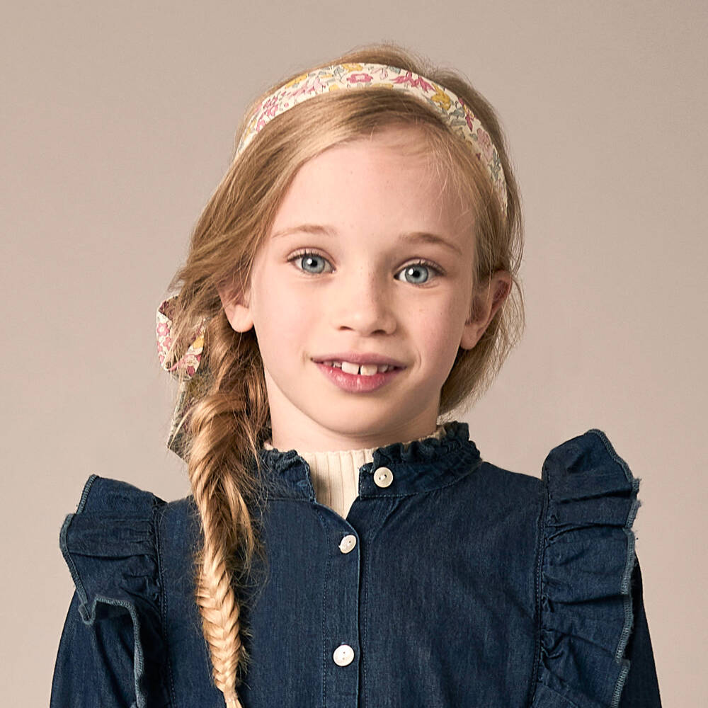 Bonpoint-طوق شعر بنقشة ليبرتي لون زهري للبنات | Childrensalon Outlet
