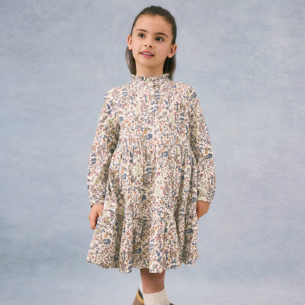 Bonpoint-Кремовое вельветовое платье в цветочек для девочек | Childrensalon Outlet