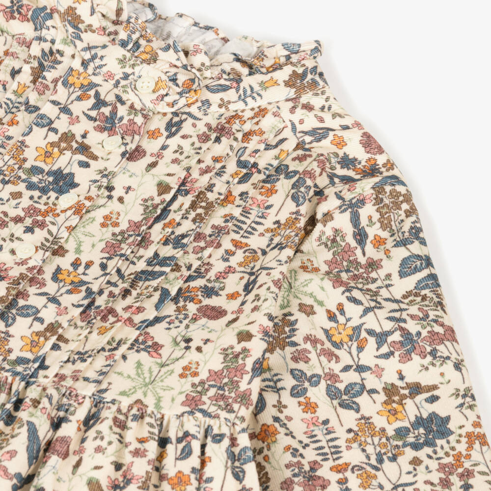 Bonpoint-Кремовое вельветовое платье в цветочек для девочек | Childrensalon Outlet