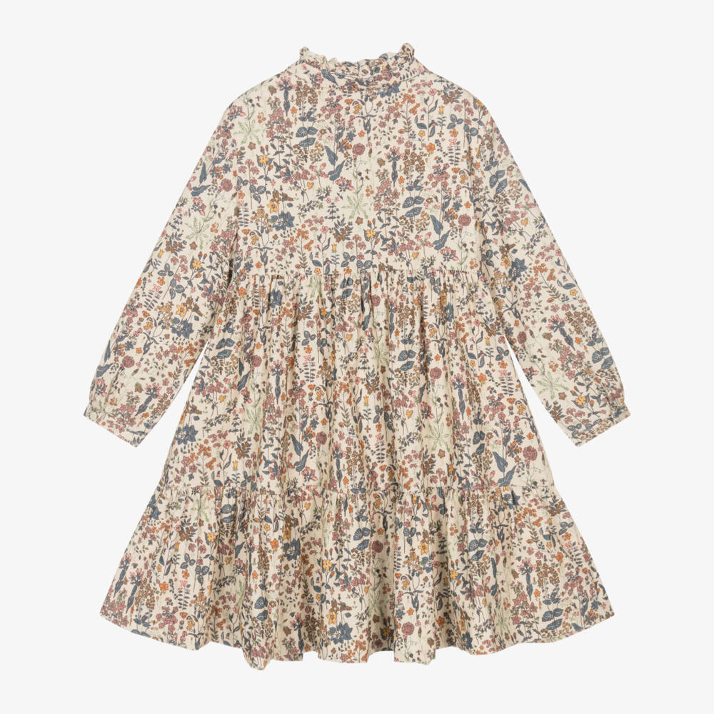 Bonpoint-Кремовое вельветовое платье в цветочек для девочек | Childrensalon Outlet