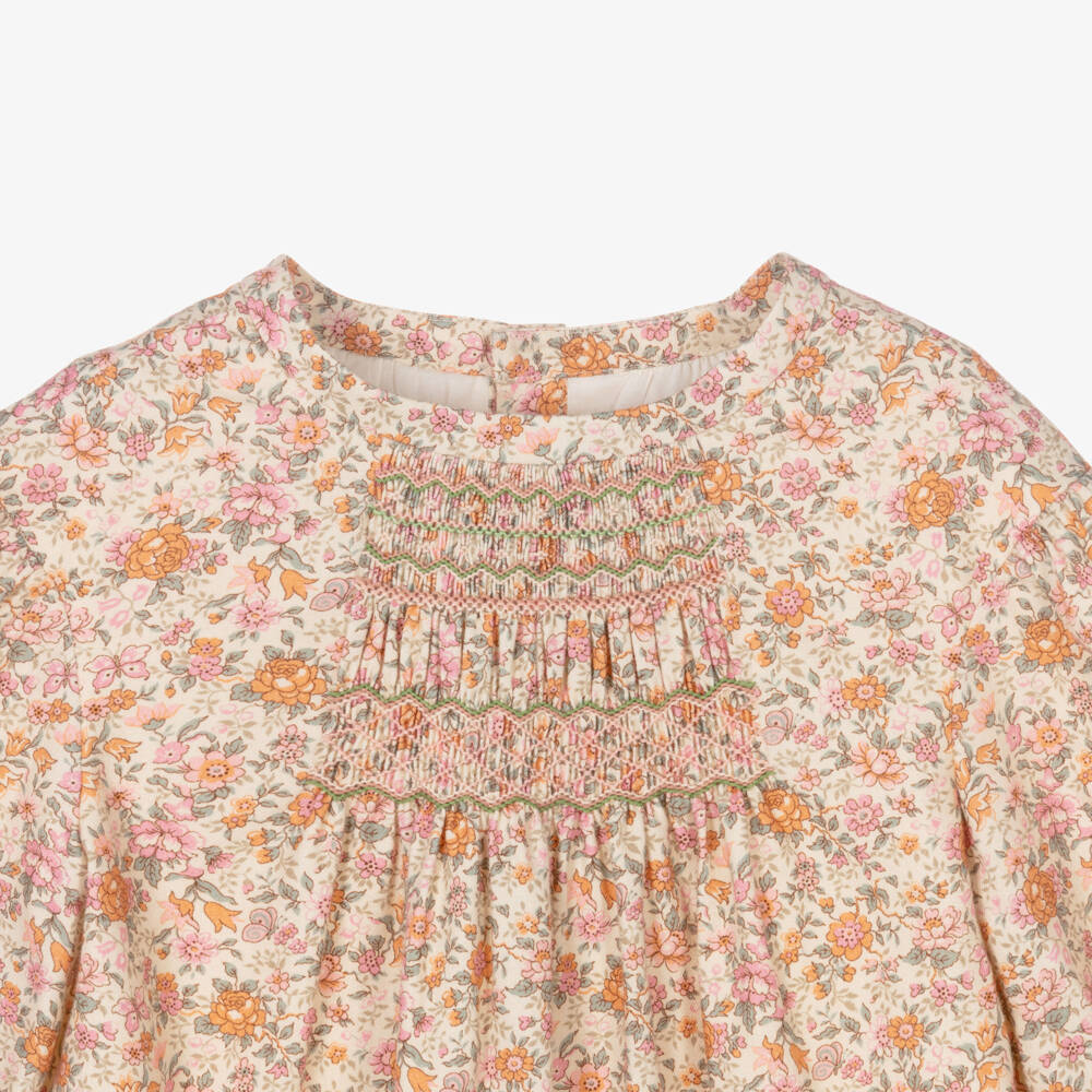 Bonpoint-Girls Floral Pink Twill Dress | Childrensalon Outlet