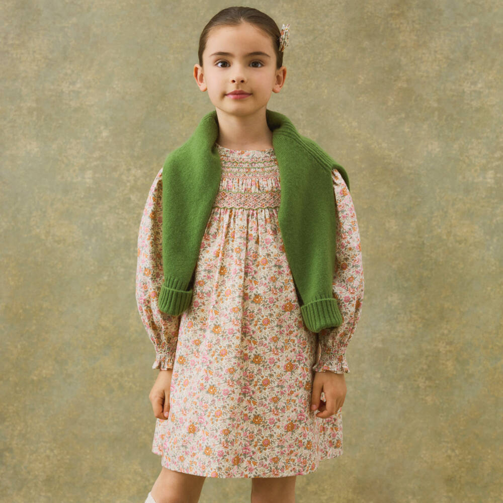 Bonpoint-Girls Floral Pink Twill Dress | Childrensalon Outlet
