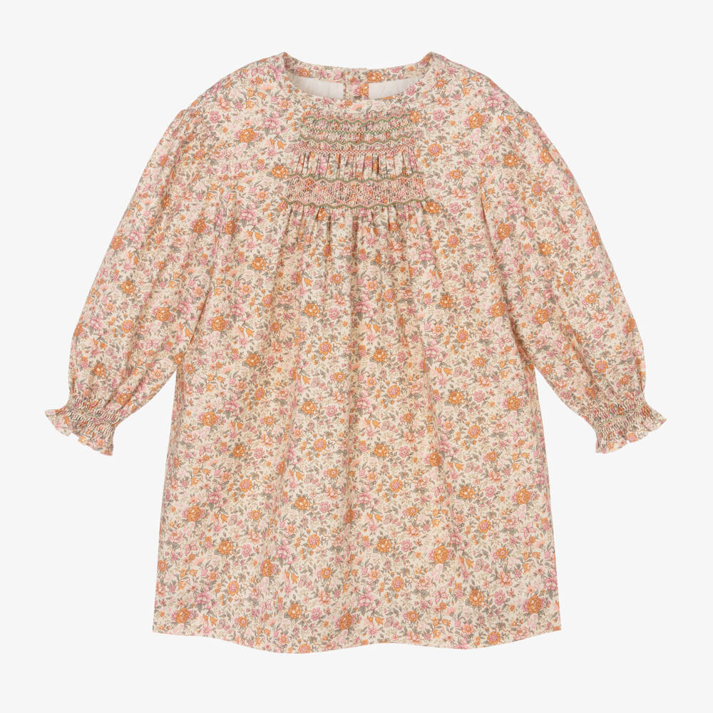 Bonpoint-Girls Floral Pink Twill Dress | Childrensalon Outlet