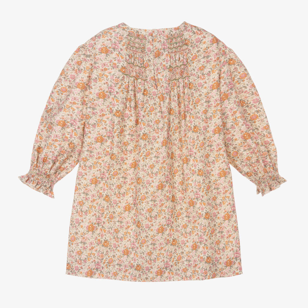 Bonpoint-Girls Floral Pink Twill Dress | Childrensalon Outlet