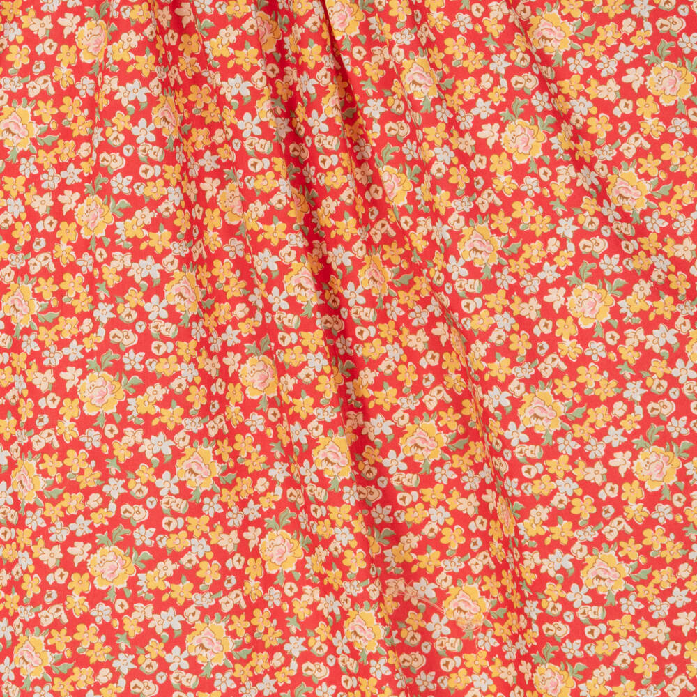 Bonpoint-فستان قطني أحمر مزين بالورود للبنات | Childrensalon Outlet