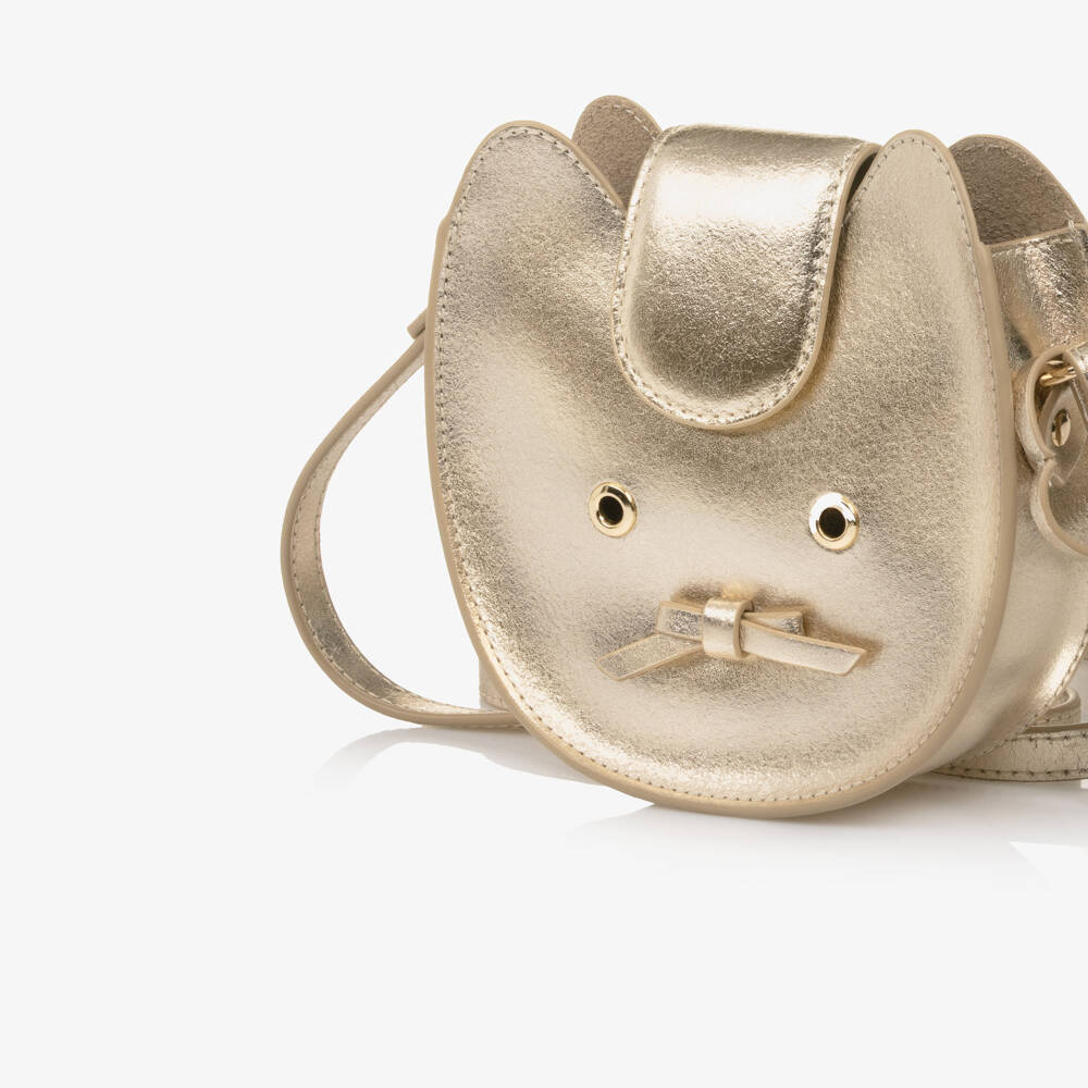 Bonpoint-Girls Gold Cat Cross Body Bag (15cm) | Childrensalon Outlet