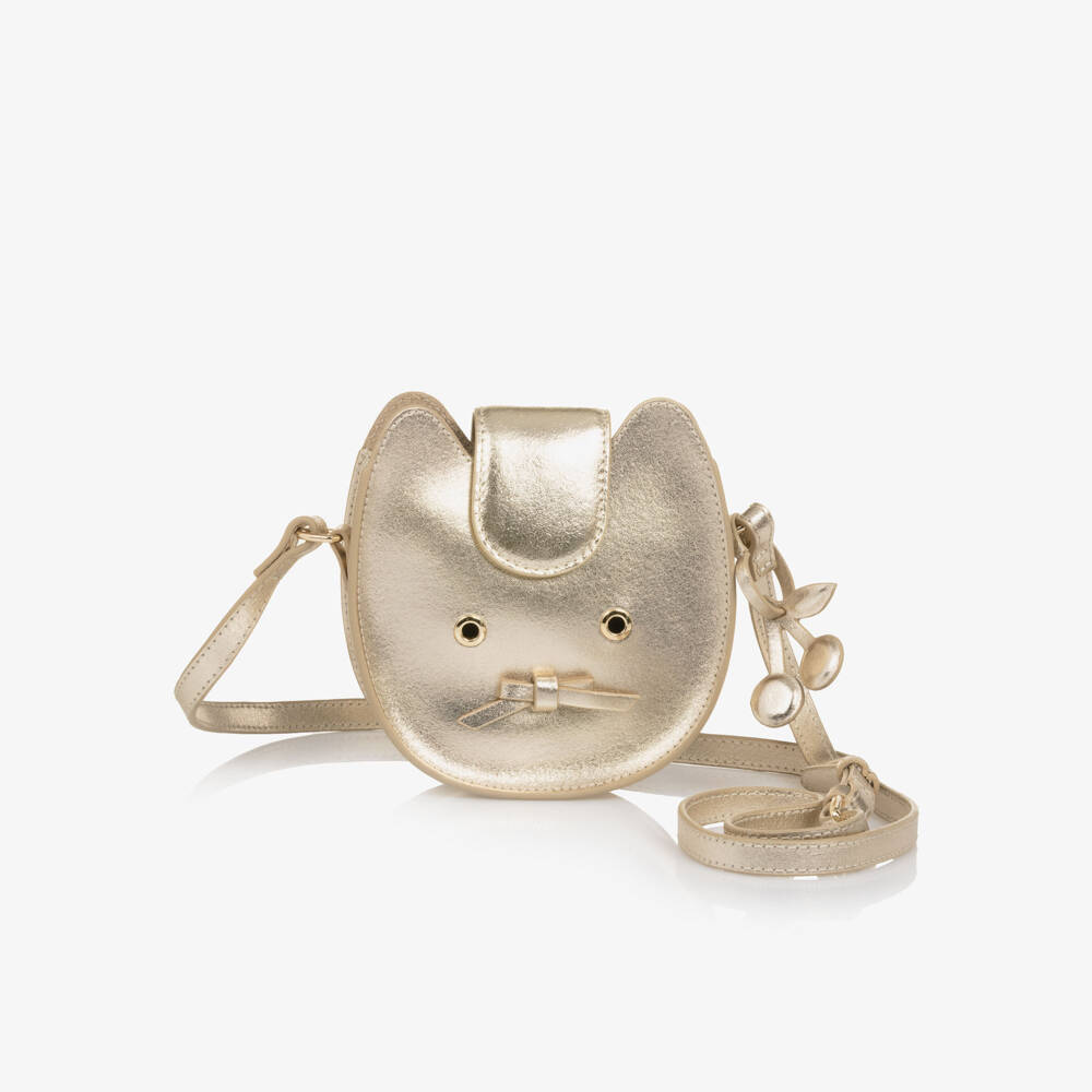 Bonpoint-Girls Gold Cat Cross Body Bag (15cm) | Childrensalon Outlet