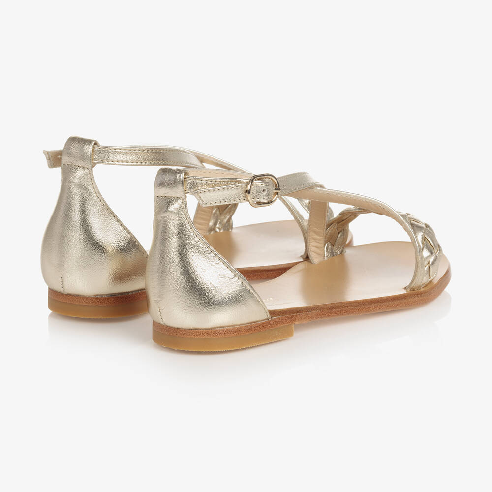 Bonpoint-Золотистые кожаные сандалии | Childrensalon Outlet