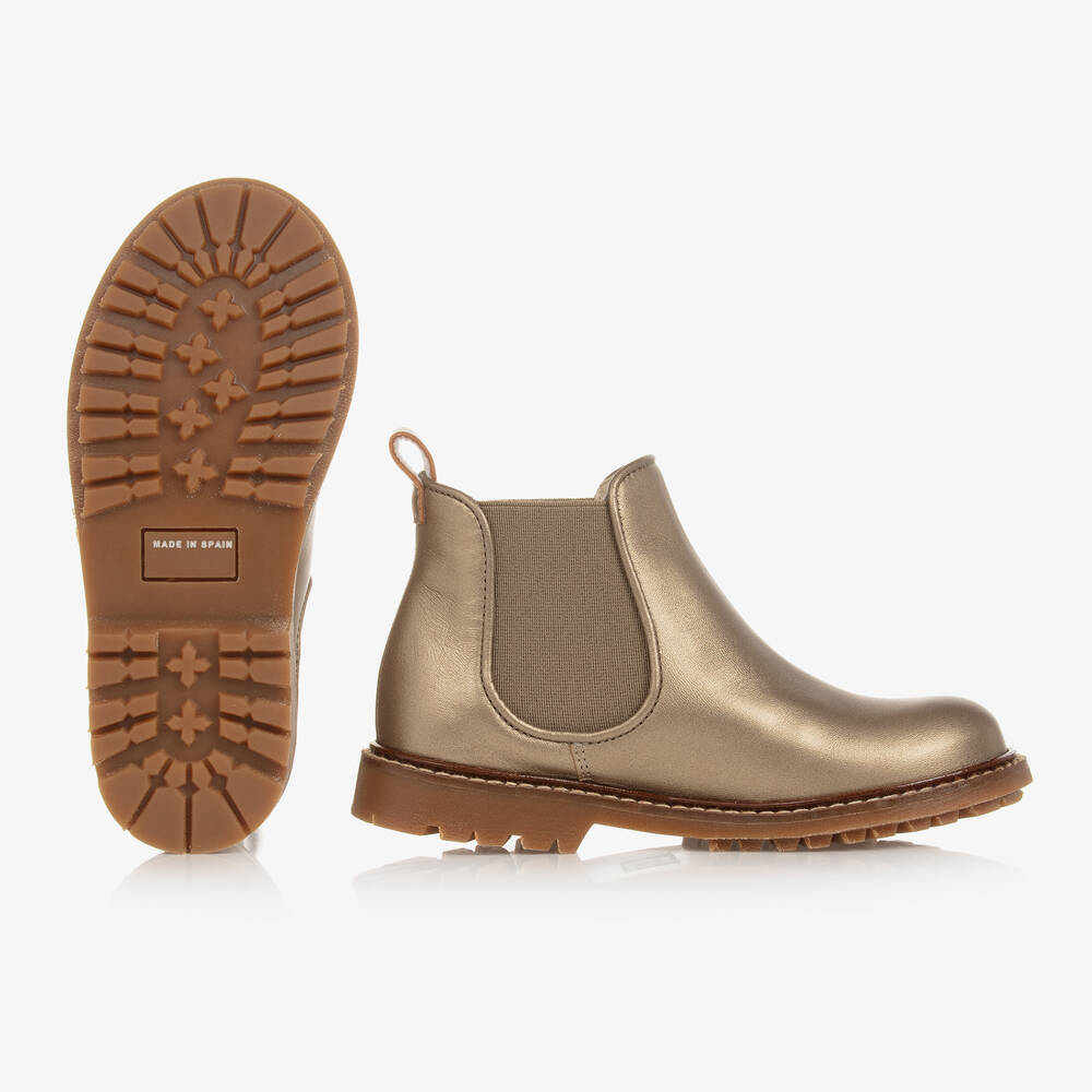 Bonpoint-Girls Gold Metallic Ankle Boots | Childrensalon Outlet