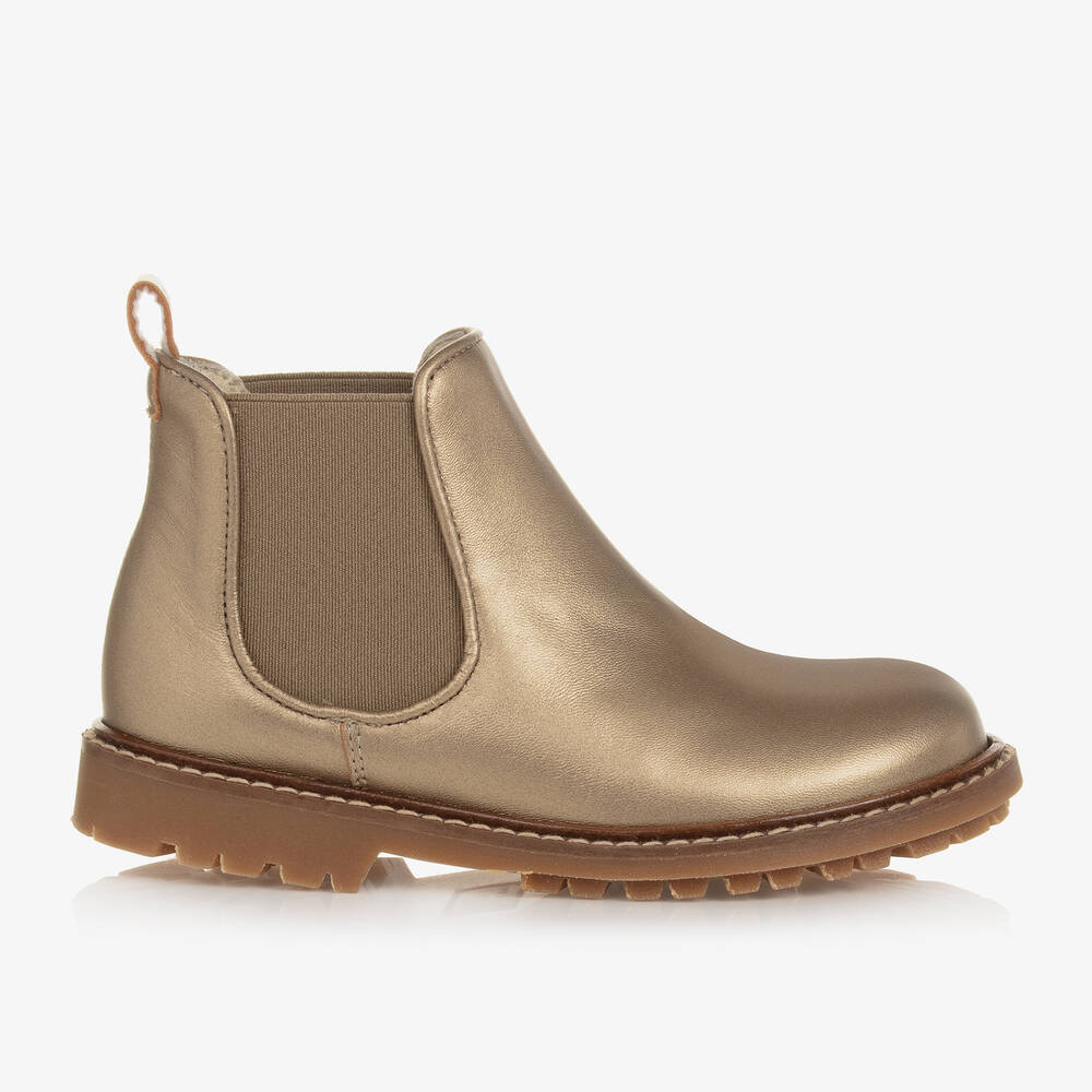 Bonpoint-Girls Gold Metallic Ankle Boots | Childrensalon Outlet
