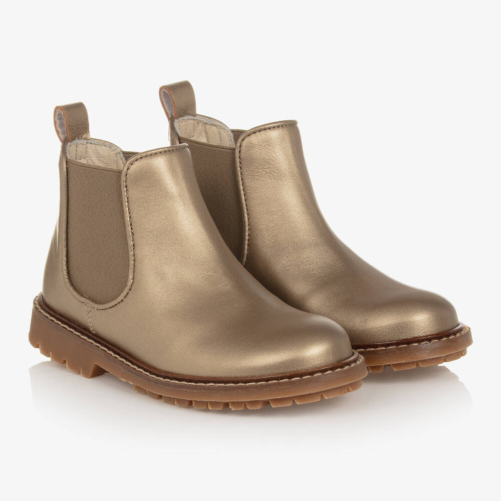 Bonpoint - Goldene Metallic-Stiefeletten | Childrensalon