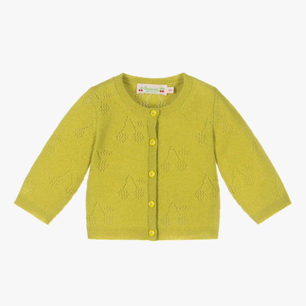 Bonpoint - Cardigan vert cachemire Fille | Childrensalon