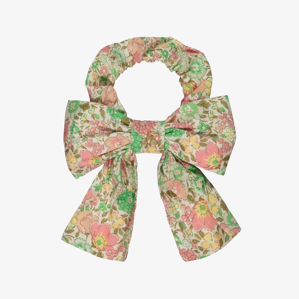 Bonpoint-Girls Green Cotton Liberty Fabric Scrunchie (10cm) | Childrensalon Outlet