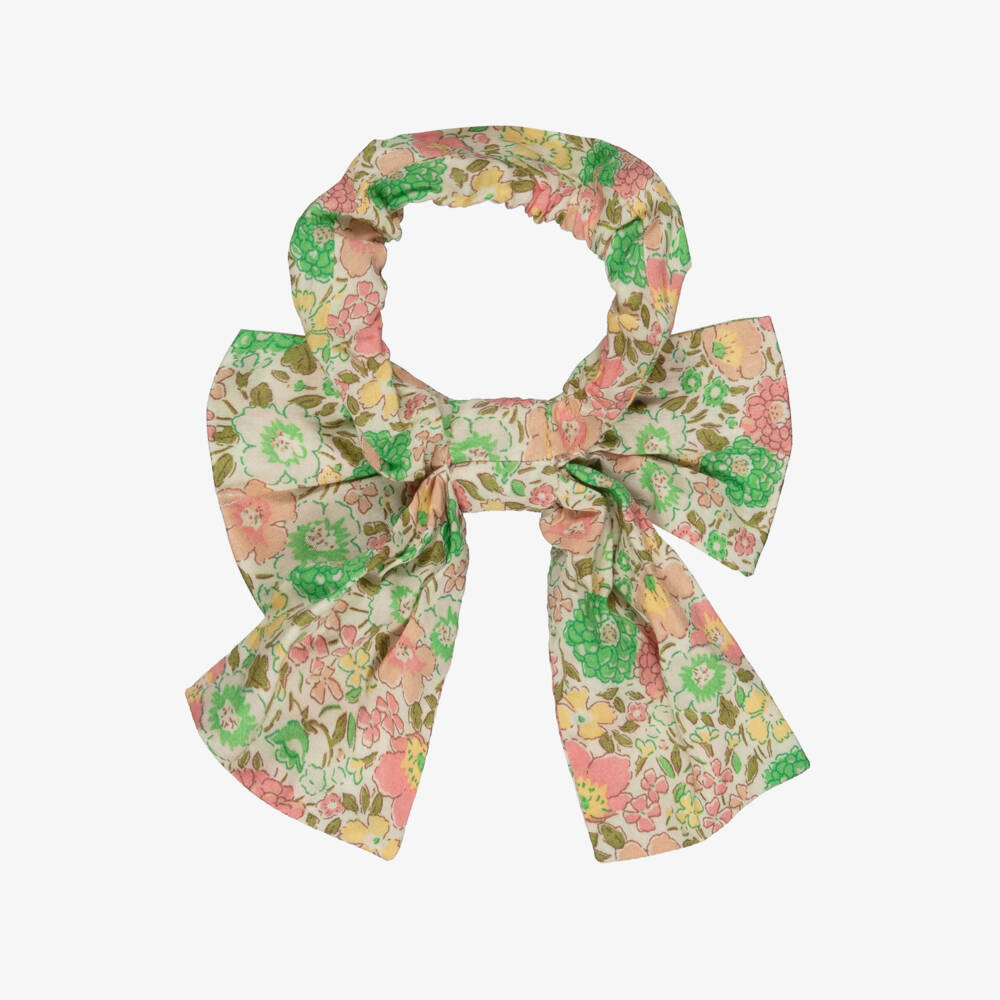 Bonpoint-Girls Green Cotton Liberty Fabric Scrunchie (10cm) | Childrensalon Outlet