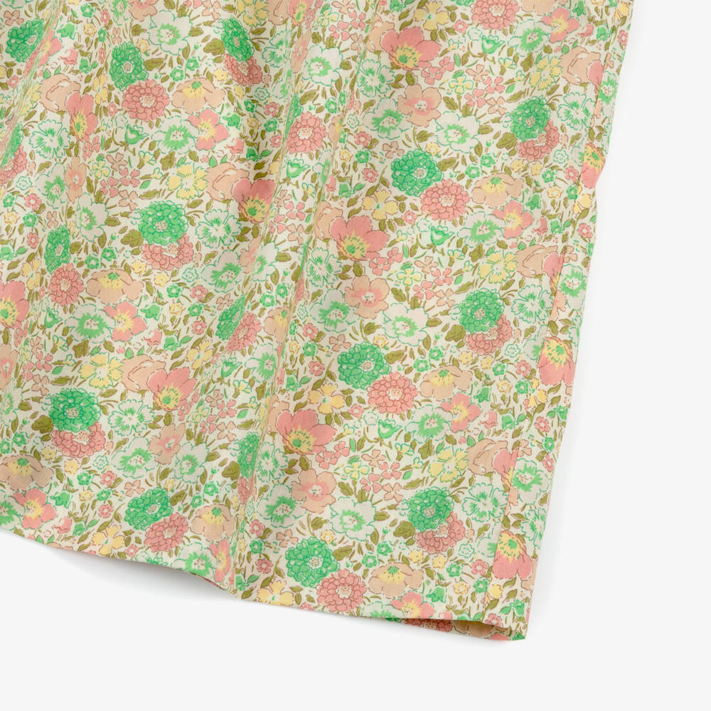 Bonpoint-Girls Green Floral Cotton Dress | Childrensalon Outlet