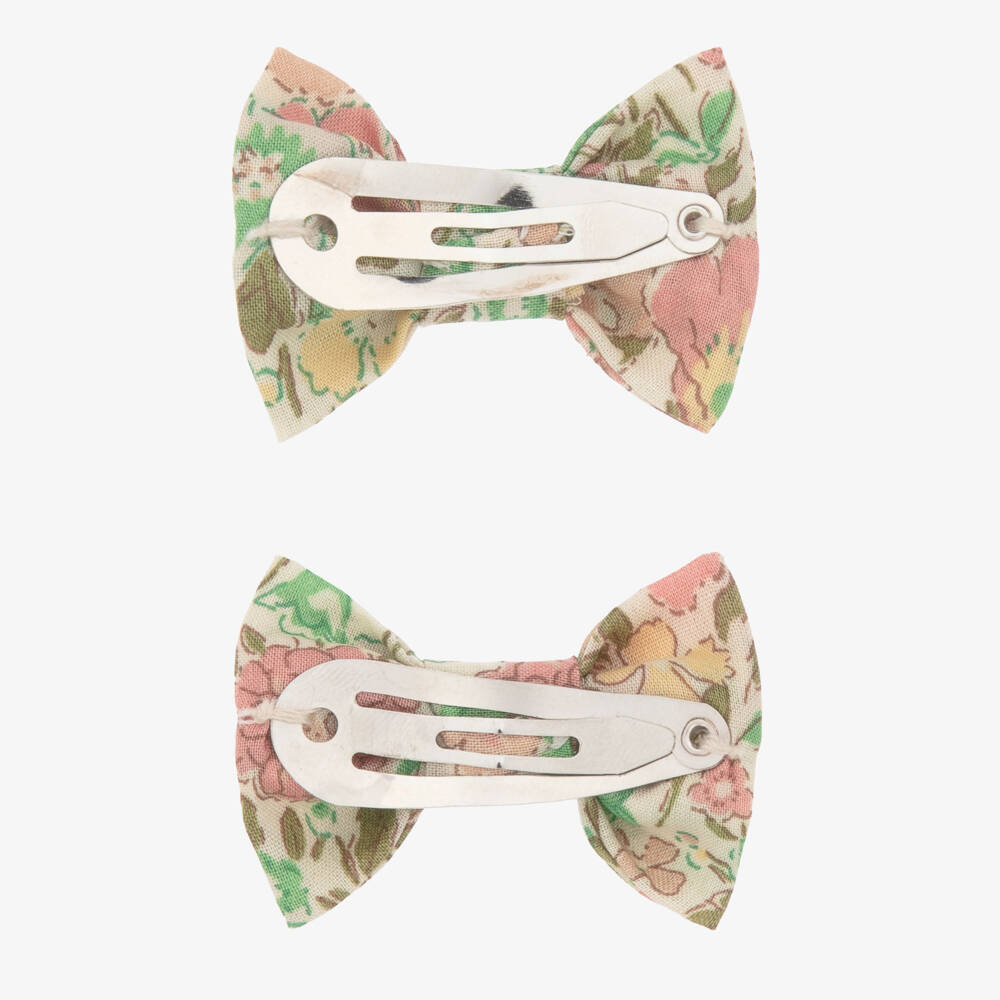 Bonpoint-Girls Green Floral Hair Clips Set | Childrensalon Outlet