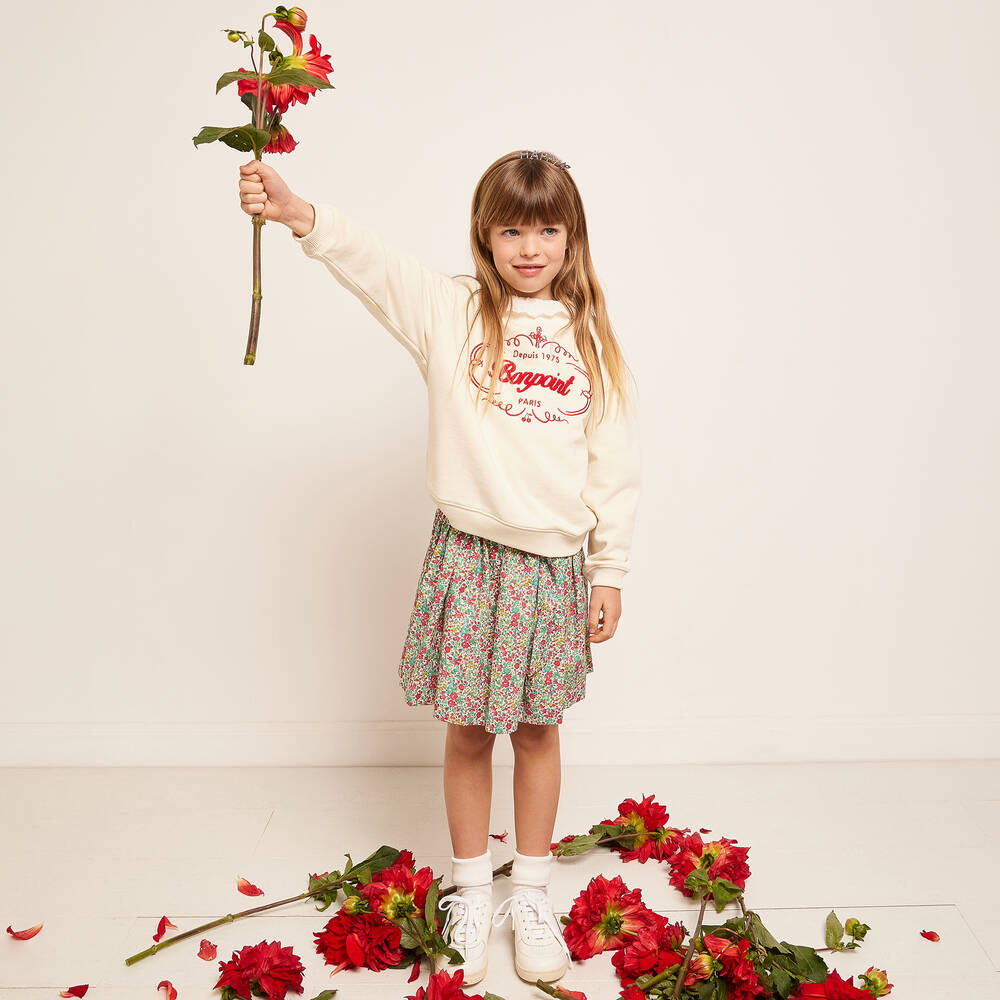 Bonpoint-Girls Green Liberty Print Skirt | Childrensalon Outlet