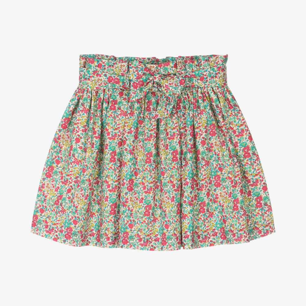 Bonpoint - Girls Green Liberty Print Skirt | Childrensalon