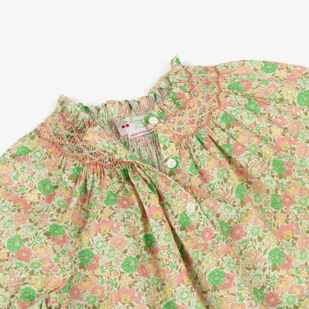 Bonpoint-بلوزة خضراء مزينة بالزهور للبنات | Childrensalon Outlet