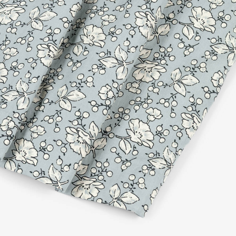 Bonpoint-Girls Grey Cotton Dress with Ivory Floral Print | Childrensalon Outlet