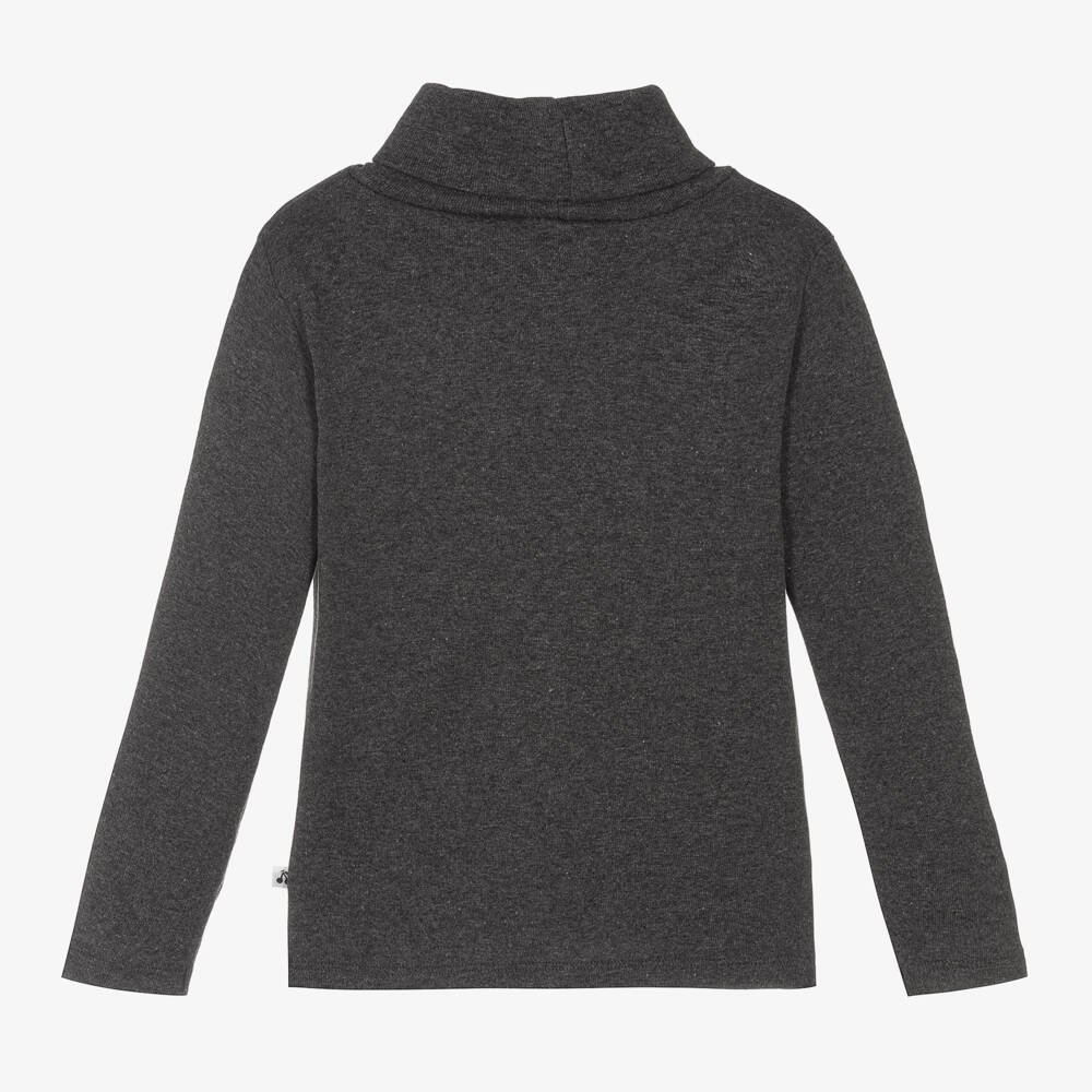 Bonpoint-Girls Grey Cotton Roll Neck Top | Childrensalon Outlet
