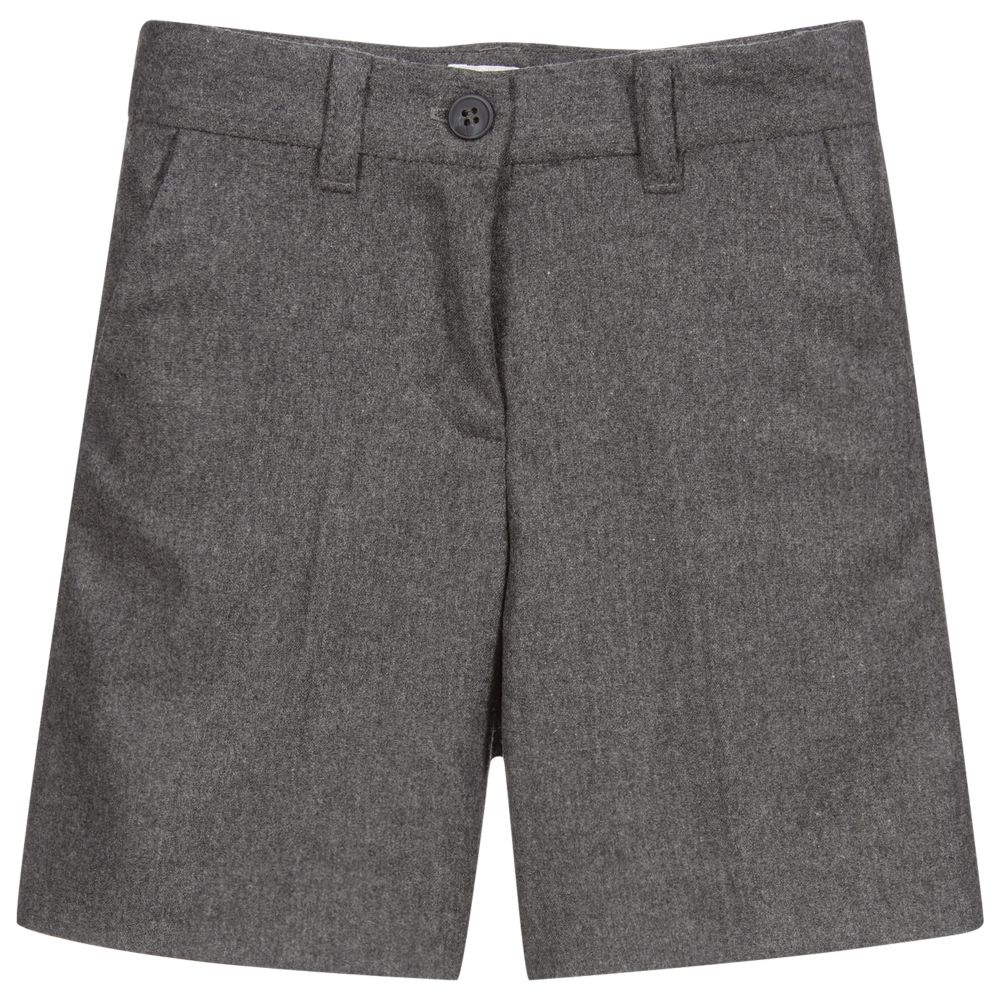 Bonpoint - Girls Grey Flannel Shorts | Childrensalon