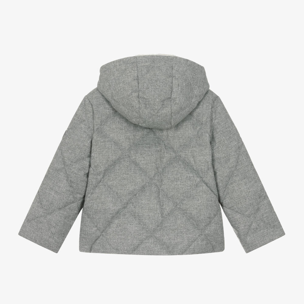 Bonpoint-Girls Grey Quilted Down Coat | Childrensalon Outlet