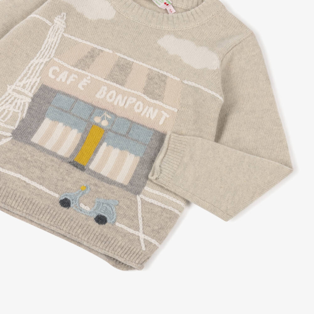 Bonpoint-Girls Grey Wool Bonpoint Café Sweater | Childrensalon Outlet