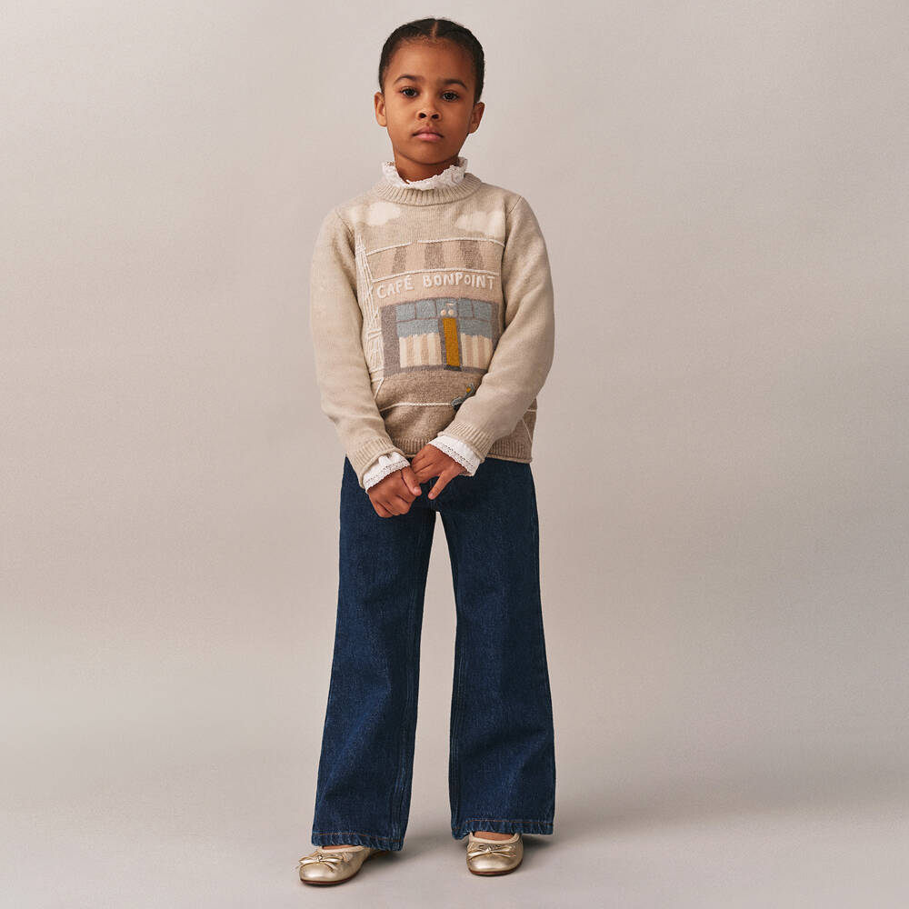 Bonpoint-Girls Grey Wool Bonpoint Café Sweater | Childrensalon Outlet