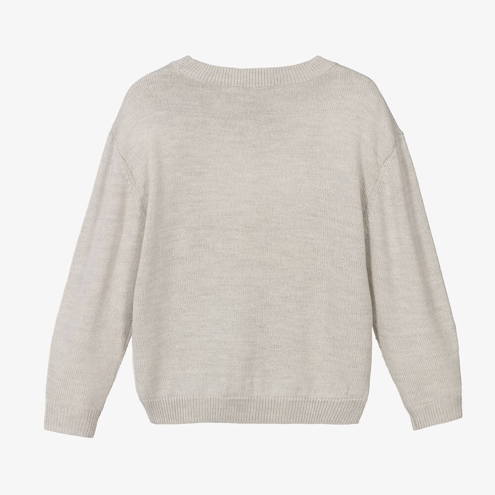 Pull gris sale fille
