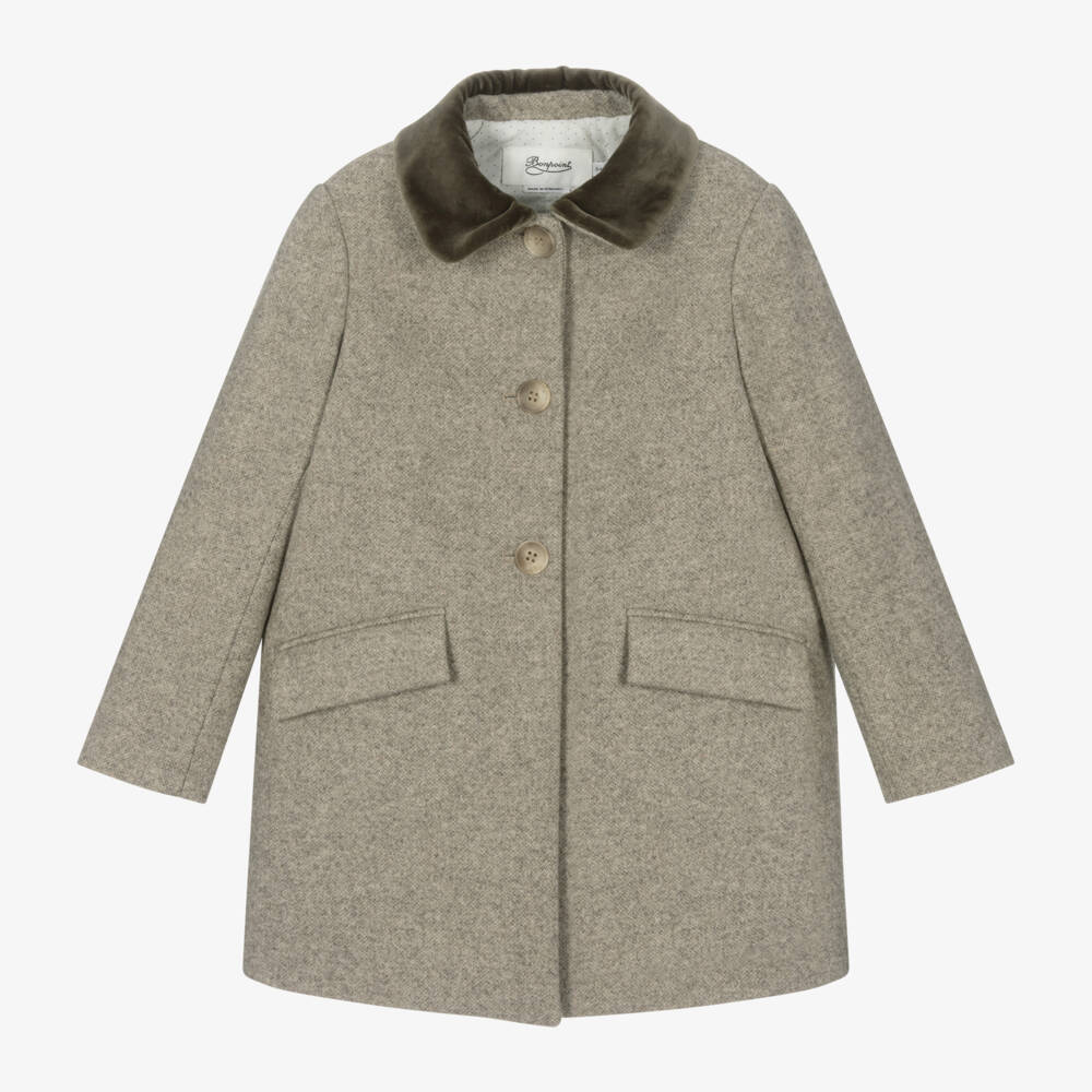 Bonpoint-Girls Grey Wool Overcoat | Childrensalon Outlet