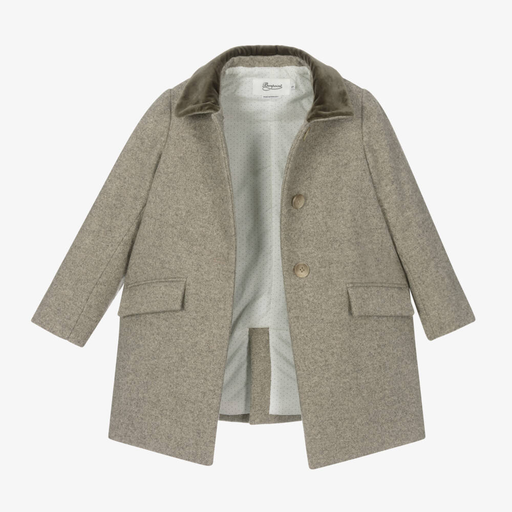 Bonpoint-Girls Grey Wool Overcoat | Childrensalon Outlet