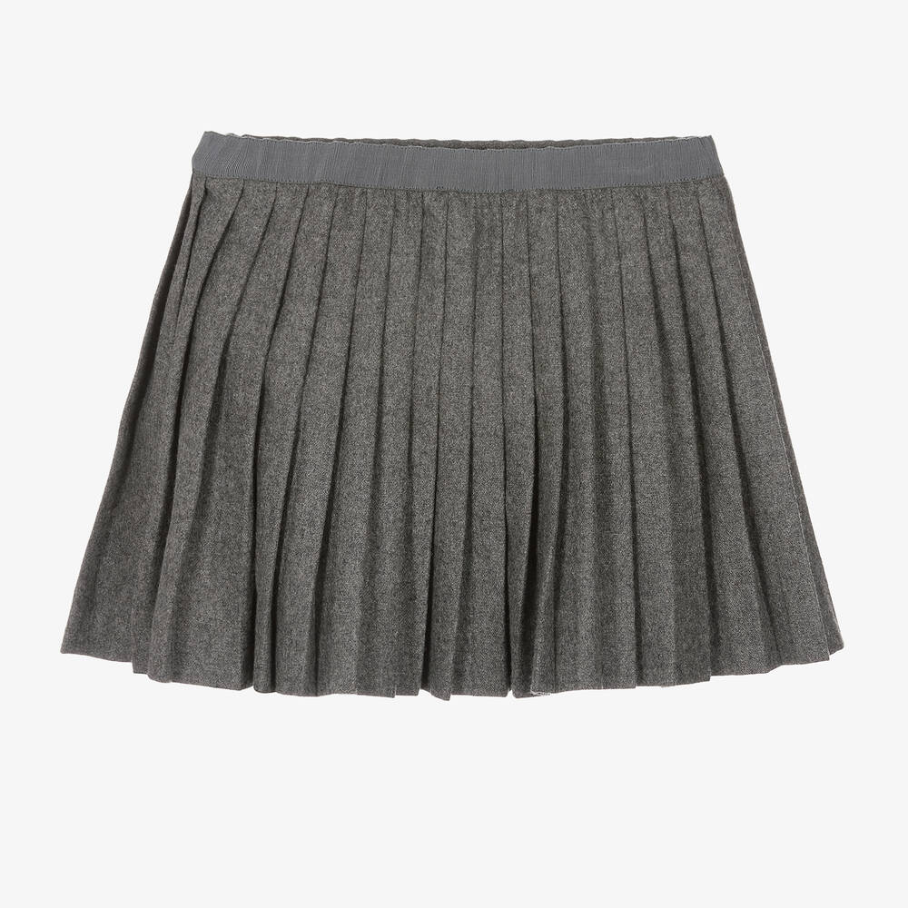 Bonpoint Jupe plissee grise en laine Fille Childrensalon Outlet