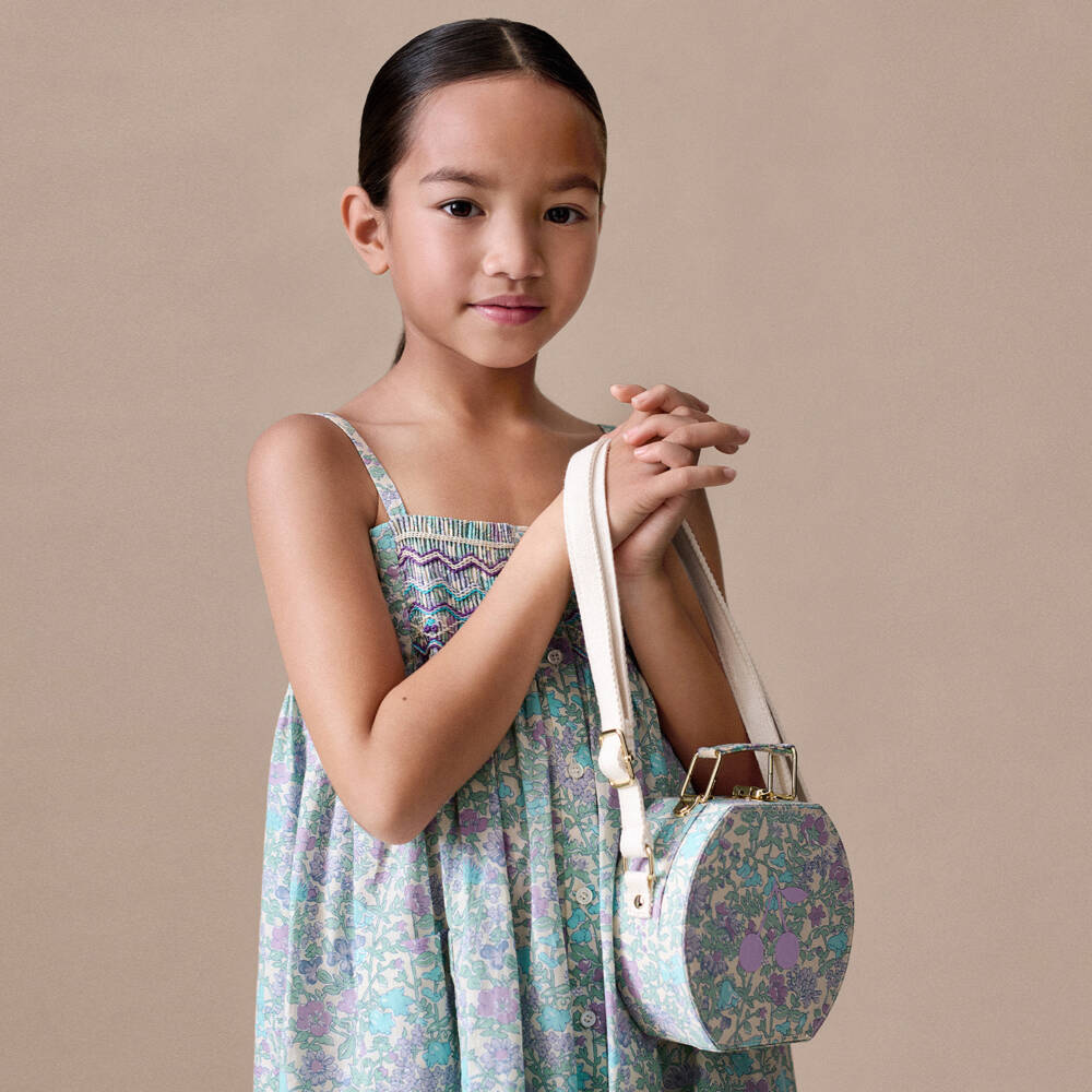 Bonpoint-Girls Ivory & Blue Floral Liberty Fabric Bag | Childrensalon Outlet