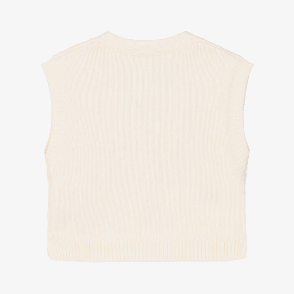 بونبوان-بلوفر بدون أكمام كشمير وقطن لون عاجي للبنات | Childrensalon Outlet