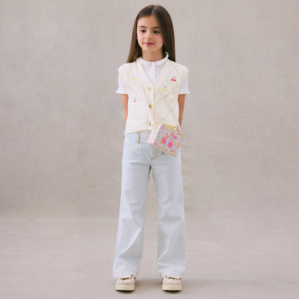 بونبوان-بلوفر بدون أكمام كشمير وقطن لون عاجي للبنات | Childrensalon Outlet