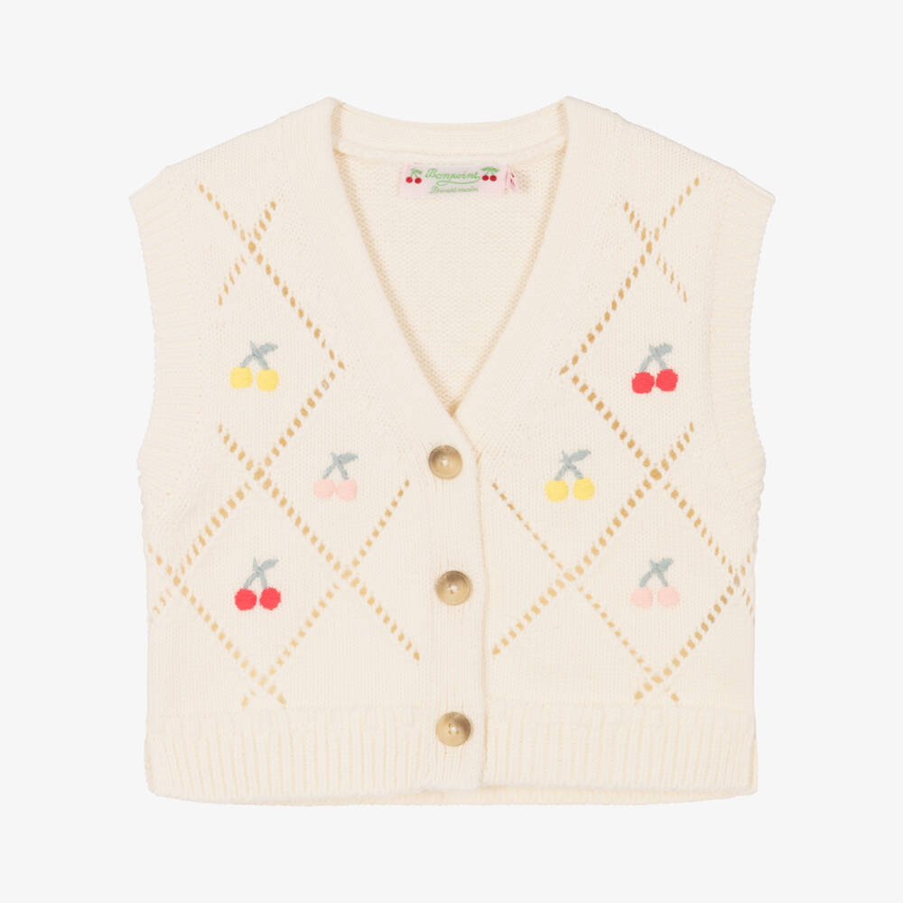 Bonpoint-Girls Ivory Cashmere Blend Vest | Childrensalon Outlet
