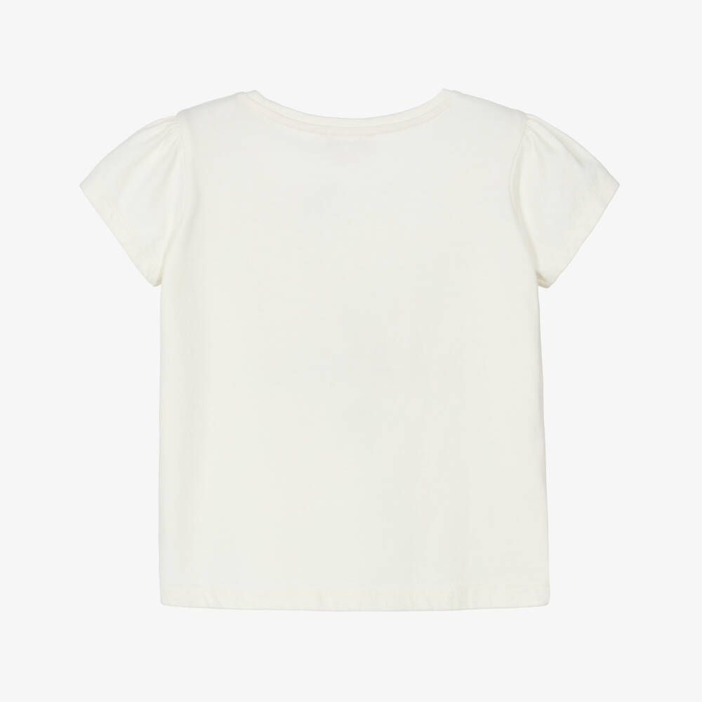 Bonpoint-Girls Ivory Cat Graphic Tee | Childrensalon Outlet