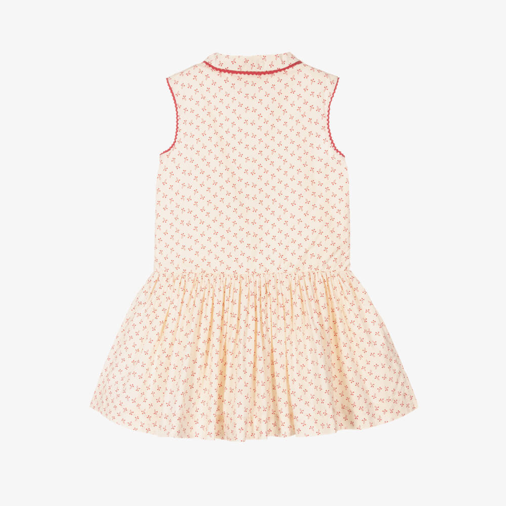 Bonpoint-Girls Ivory Cherry Cotton Frock | Childrensalon Outlet